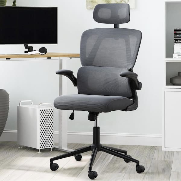 Allwex ErgoFlex Mesh High Back Lumbar Support Ergonomic Office Chair in Gray with Adjustable Arms