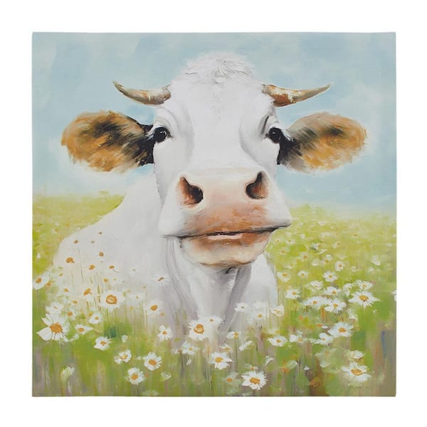 Miscool Anky 1-Piece Unframed Art Print 16 in. x 16 in. Cow Canvas Wall Art