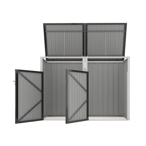 63.78 in. W x 32 in. D x 48 in. H Dark Gray Metal Trash Can