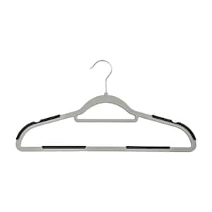Gray/Black Rubber Grip Plastic No-Slip Hangers 15-Pack