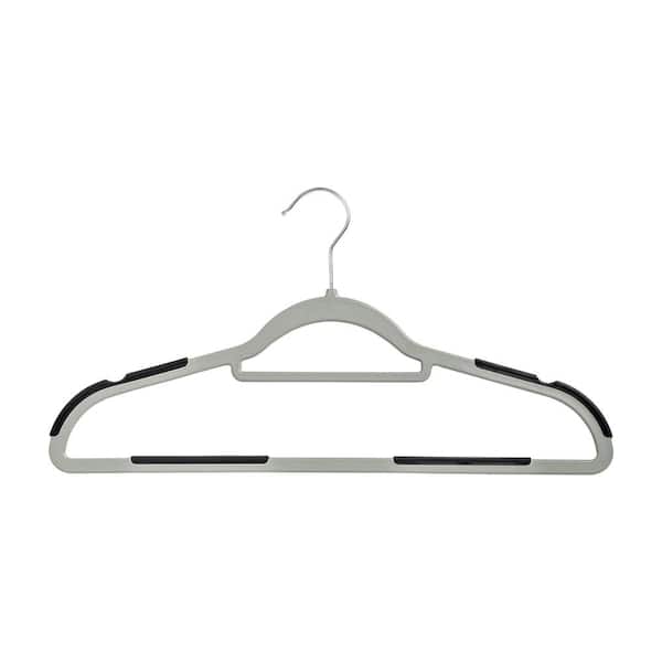 Gray/Black Rubber Grip Plastic No-Slip Hangers 15-Pack