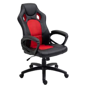 Gamers Red Faux Leather and Mesh Home Office Chair with Arms