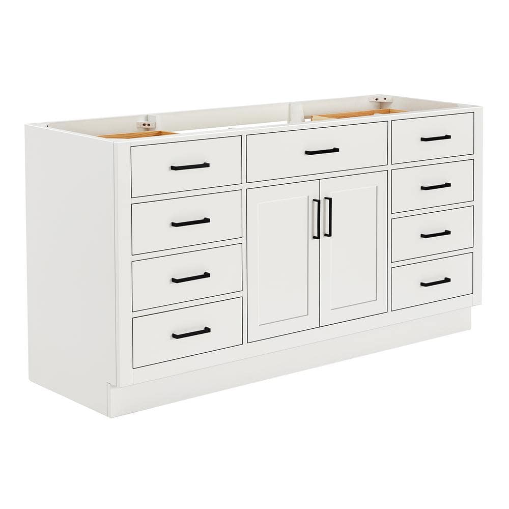 Hepburn 66" White Hardwood Single Bathroom Vanity Base