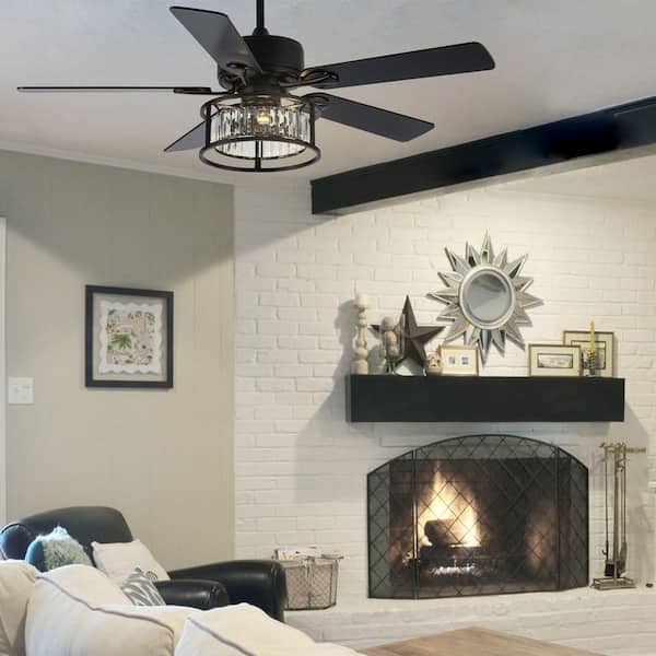 ♡FBHL♡ Oaks Aura Herman 52 in. Indoor Matte Black Modern Glam