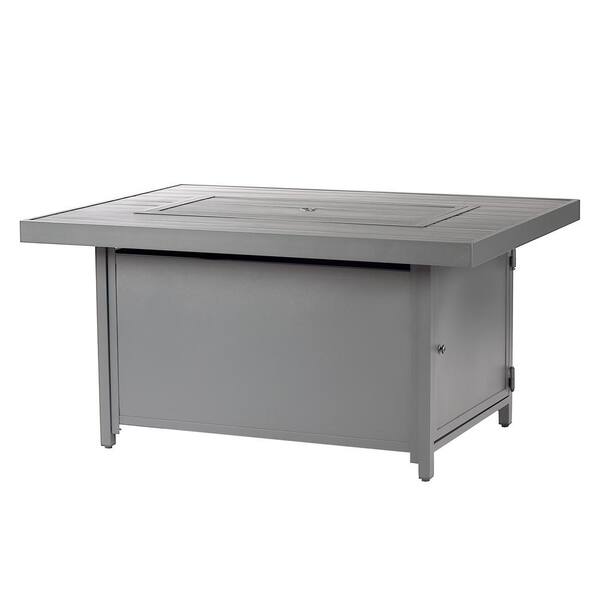 Oakland Living 48 in. x 36 in. Grey Rectangular Aluminum Propane Fire Pit Table, Glass Beads, 2