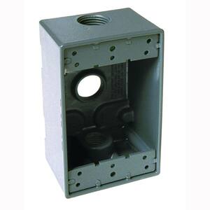 N3R Aluminum Gray 1-Gang Weatherproof Outdoor Electrical Box, 3 Outlets at 3/4-in., With 2 Closure Plugs