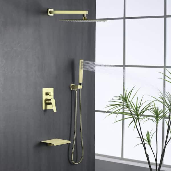 Yami Single-Handle 2-Spray Settings Shower Faucet in Brushed Gold (Valve Included)