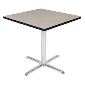 Eiss 30 in. L Square Chrome and Maple Wood X-Base Table (Seats 4)