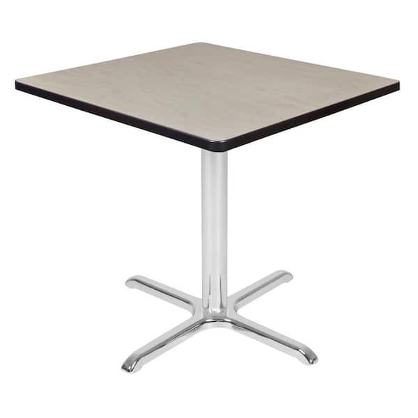 Regency Eiss 30 in. L Square Chrome and Maple Wood X-Base Table (Seats 4)