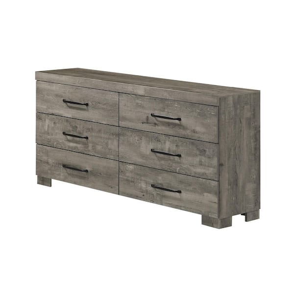 Nico Antique Grey Color 6-Drawer 16.38 in W. Dresser Without Mirror