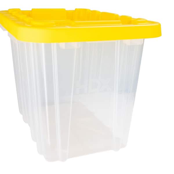 9 Gal. Tough Storage Tote in Clear with Yellow Lid