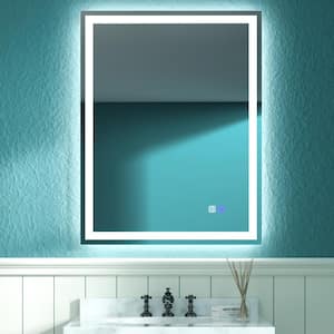 Derrin 30 in. W x 36 in. H Medium Rectangular Frameless Dimmable LED Wall Bathroom Vanity Mirror in Silver Super Light