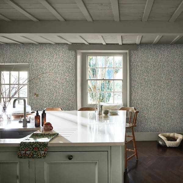 William Morris at Home Bird and Pomegranate Rose Garden Wallpaper