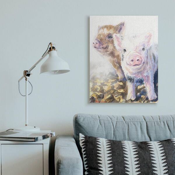 Design by George Dyachenko Black Framed Wall Art 24 x 30 Stupell Industries Baby Piglets Smiling Adorable Farm Animals Pink