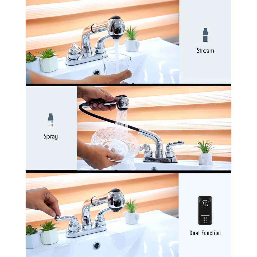 Chrome Dual Handle Pull-Out Utility Faucet