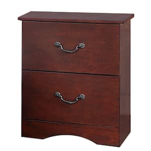 16 in. Brown 2-Drawer Wooden Nightstand