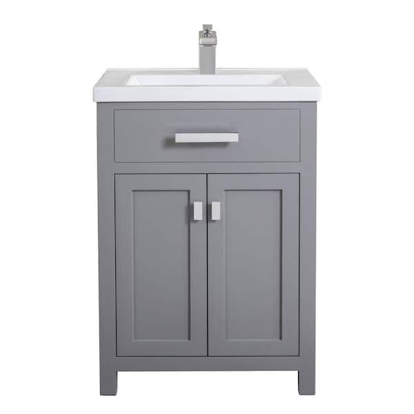 Amare 24 Wall-Mounted Bathroom Vanity Set with Vessel Sink - Gray