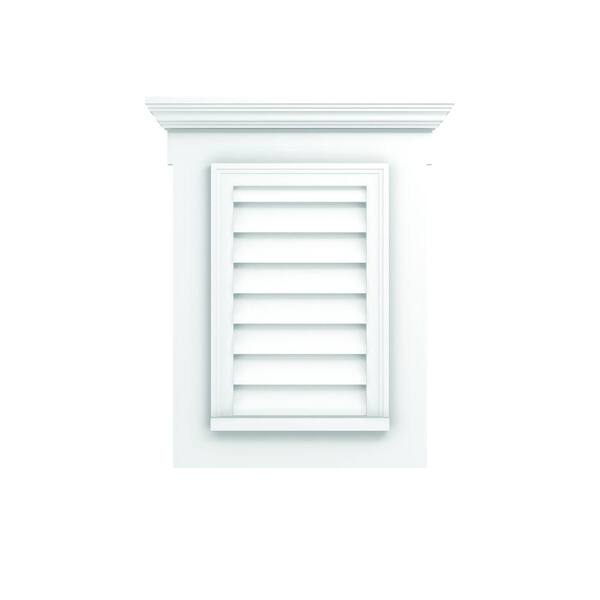Fypon 27-1/2 in. x 33-1/2 in. Polyurethane Decorative Vertical Louver Vent with Flat Trim and Crosshead