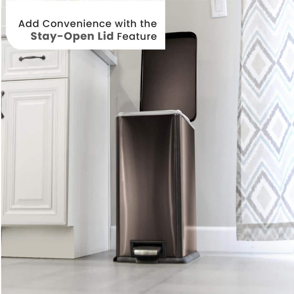 Black Stainless Steel Slim Pedal Trash Can Combo Set