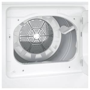 7.2 cu. ft. White Electric Vented Dryer with Silver Backsplash