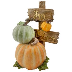 12.5 in. Orange and Green Pumpkin Happy Thanksgiving Table Top Sign