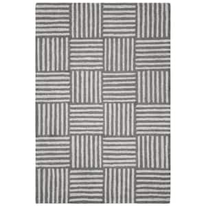 Abstract Ivory/Dark Gray 5 ft. x 8 ft. Basketweave Striped Area Rug