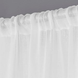 Belgian RP Winter White Solid Sheer Rod Pocket Curtain, 50 in. W x 108 in. L (Set of 2)