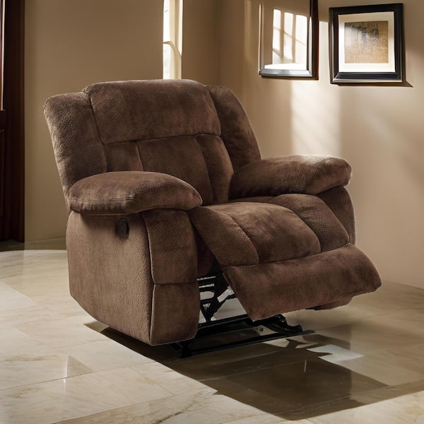 Brown Microfiber Glider Recliner with Textured Fabric