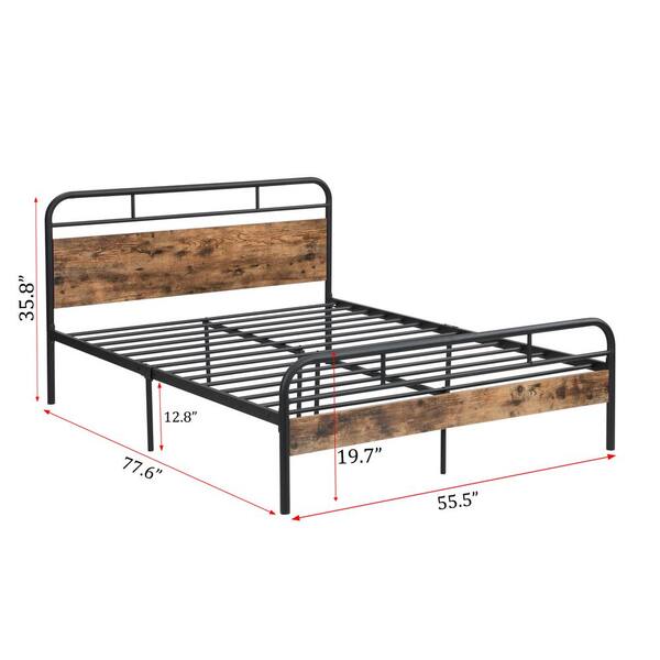 Black Full Platform Bed Frame With, Does A Full Size Bed Frame Need Slats