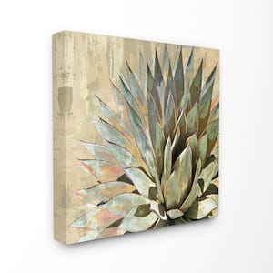 24 in. x 24 in. "Green Painted Botanical Succulent Agave Leaves"by Artist Lindsay Benson Canvas Wall Art