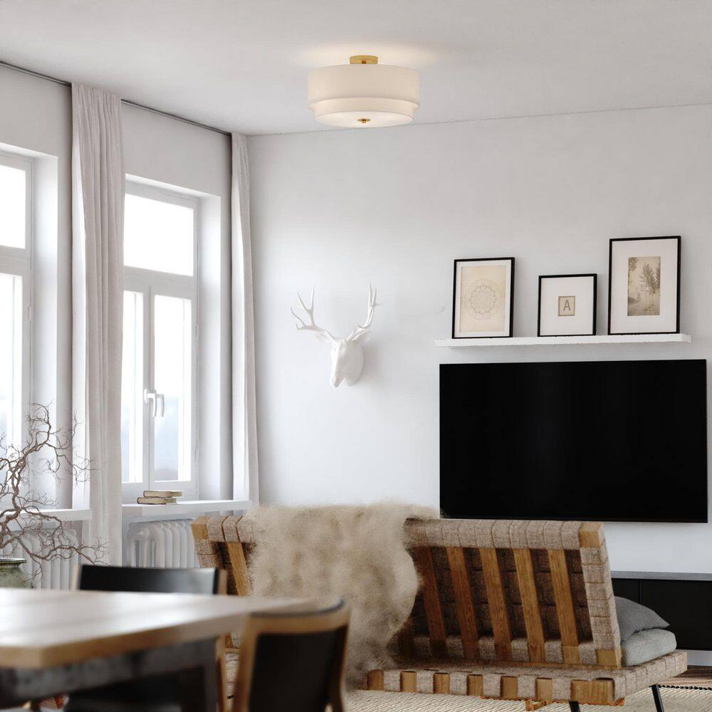 Burnaby 20.5" Matte Brass Drum Semi-Flush Mount Ceiling Light