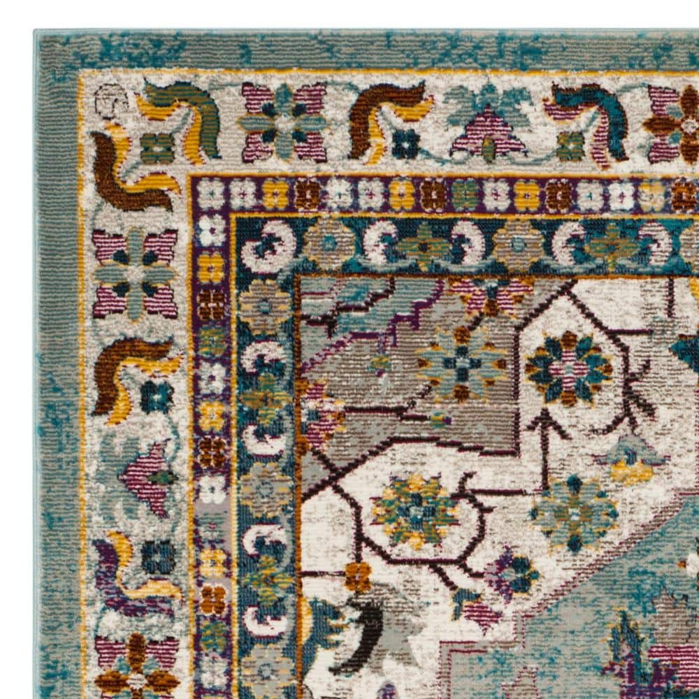 Aria Blue and Cream 4' x 6' Synthetic Area Rug
