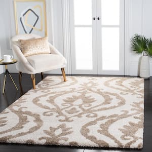 Florida Shag Cream/Beige Doormat 2 ft. x 4 ft. Floral Area Rug