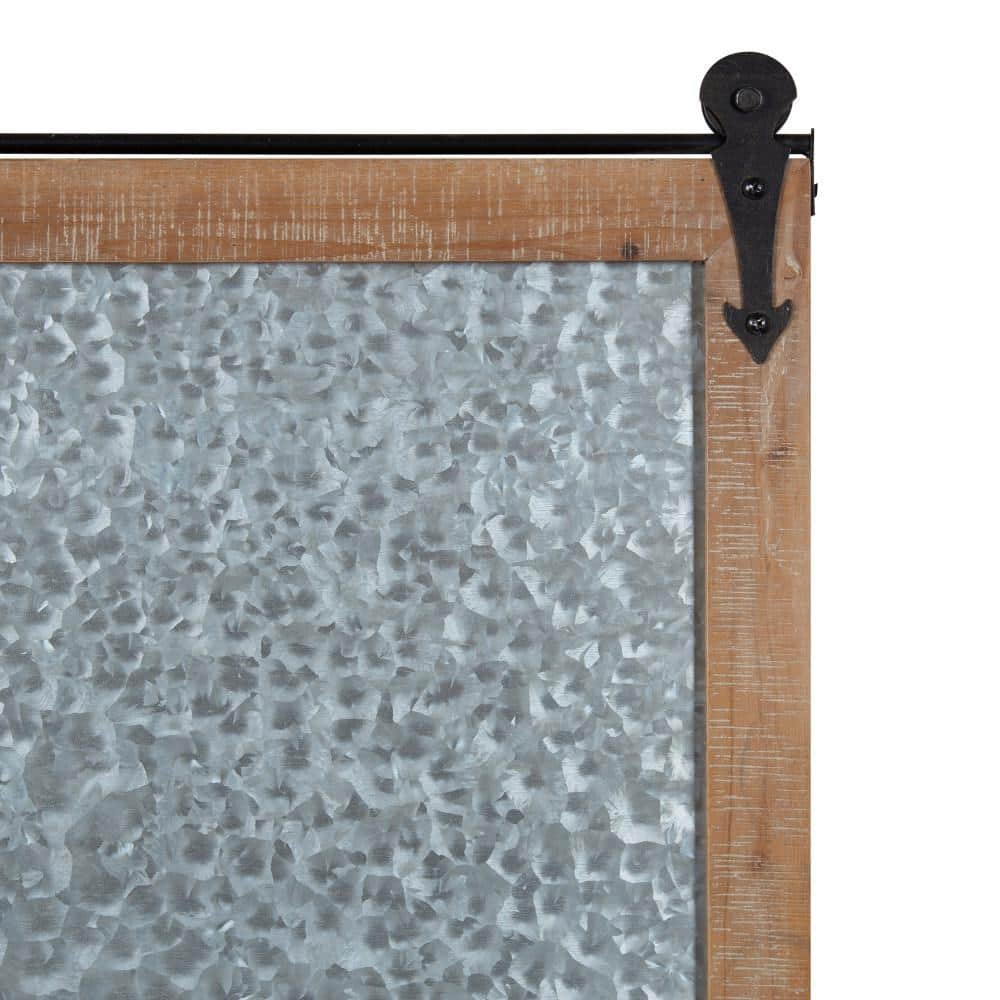 Rustic Brown Magnetic Metal Wall Organizer with Wood Frame