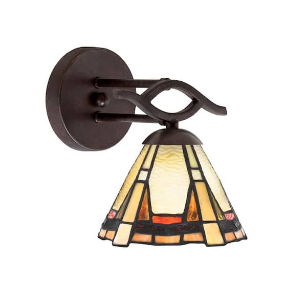 Unbranded Revo 1-Light Dark Granite Wall Sconce, 7 in. Zion Art Glass