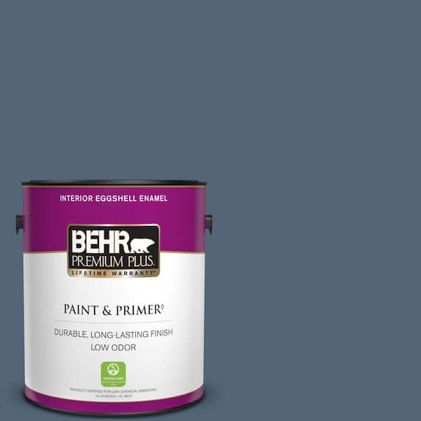 BEHR PREMIUM PLUS 1 gal. #570F-6 Mood Indigo Eggshell Enamel Low Odor Interior Paint & Primer