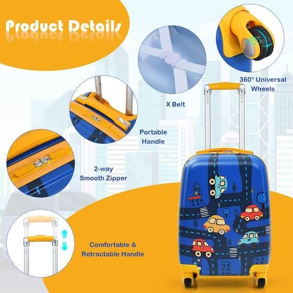Costway 2pc Kids Ride-on Luggage Set 18'' Carry-on Suitcase & 12'' Backpack  Anti-loss Rope Yellow : Target