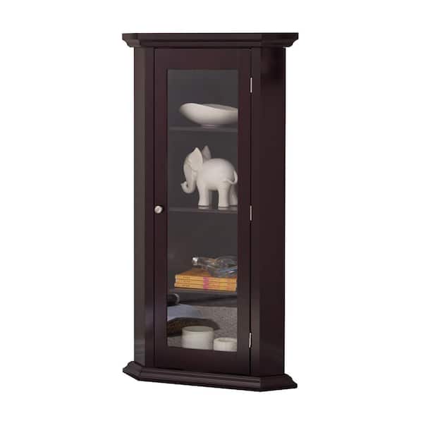 Signature Home SignatureHome Cambridge Cherry Finish 43 in. H Corner Curio Storage Cabinet with 4 Interior Shelves. (23Lx15Wx43H)