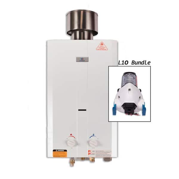 Eccotemp L10 3.0 GPM Portable 75,000 BTU Liquid Propane Outdoor Tankless Water Heater with Flojet Water Pump