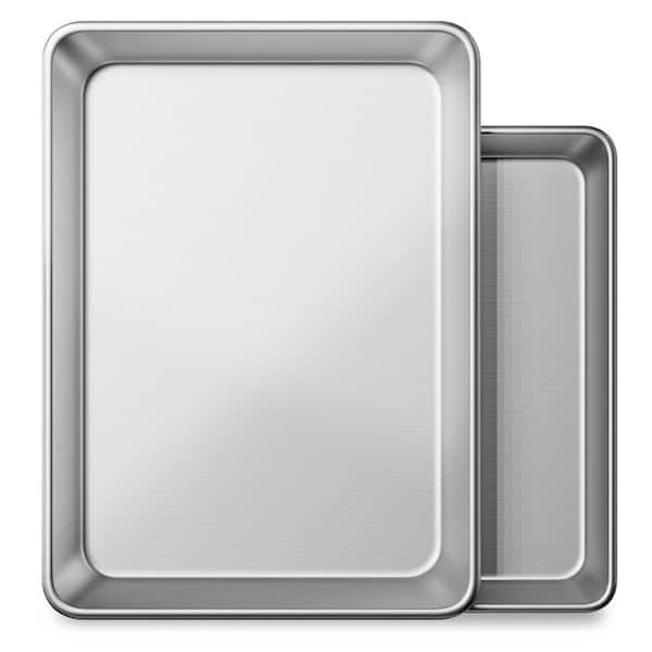 Baking Pan Set of 2 (10.5" x 15" and 13" x 18"), Oven Safe to 500°F, Medium and Large Aluminum Cookie Sheets Pan