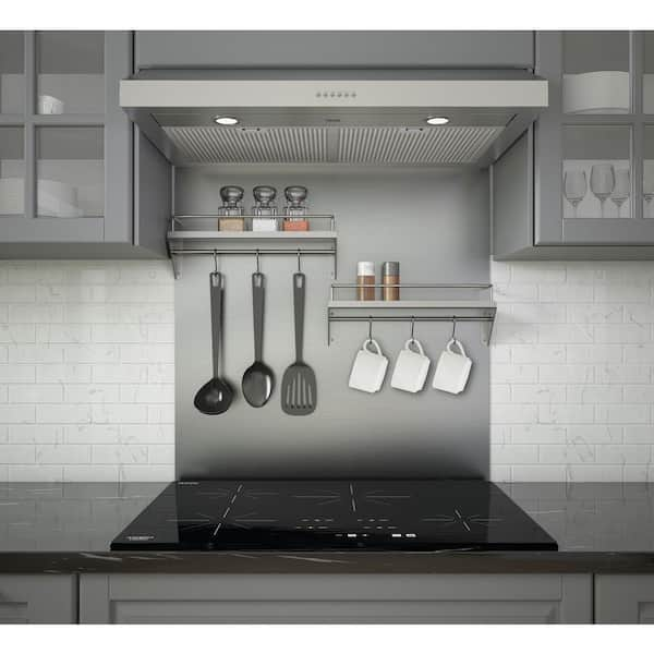 Ancona 29.5 in. x 29.5 in. Stainless Steel Backsplash with 2-Tiered Shelf  and Rack in Stainless Steel PBS-1238 - The Home Depot