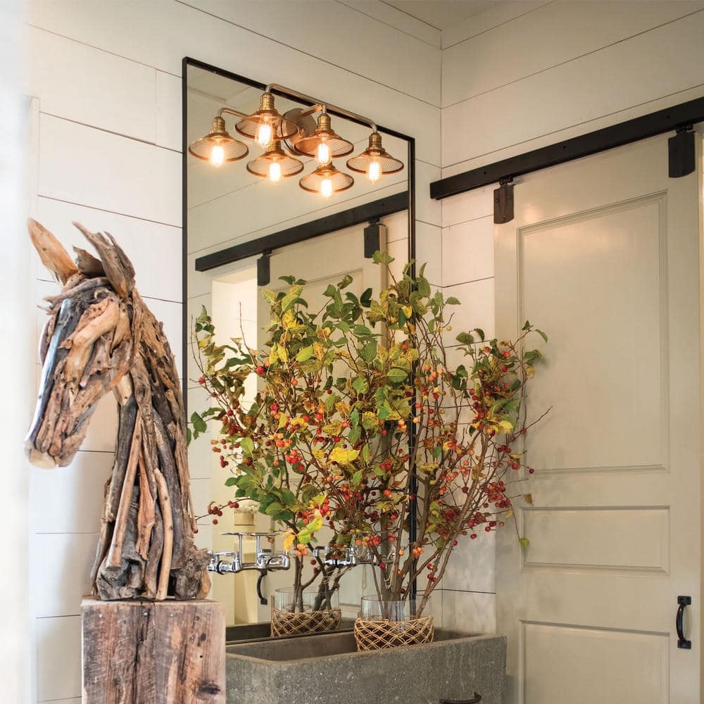 Rigby Industrial Antique Nickel 3-Light Dimmable Bath Vanity Fixture