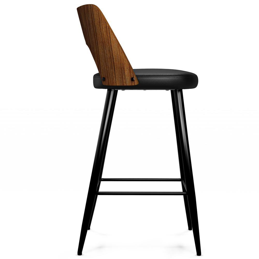 Micah Black Metal and Wood Counter Height Stool Set