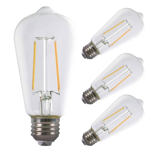 ENERGETIC LIGHTING 60-Watt Equivalent ST18 Filament Dimmable E26 With Switch Vintage Edison LED Light Bulb 2700/3500/5000K 4-Pack