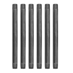 1/2 in. x 10 in. Black Industrial Steel Grey Plumbing Nipple (6-Pack)
