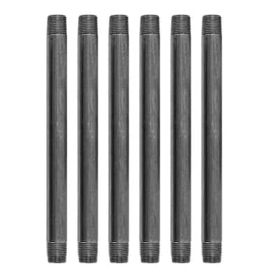 1/2 in. x 10 in. Black Industrial Steel Grey Plumbing Nipple (6-Pack)