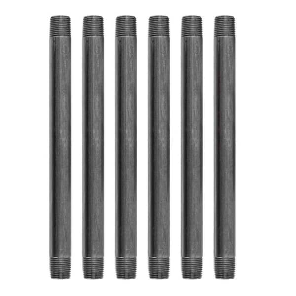 1/2 in. x 10 in. Black Industrial Steel Grey Plumbing Nipple (6-Pack)