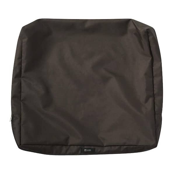 Classic Accessories Ravenna 25 in. W x 22 in. H x 4 in. D Patio Back Cushion Slip Cover in Espresso