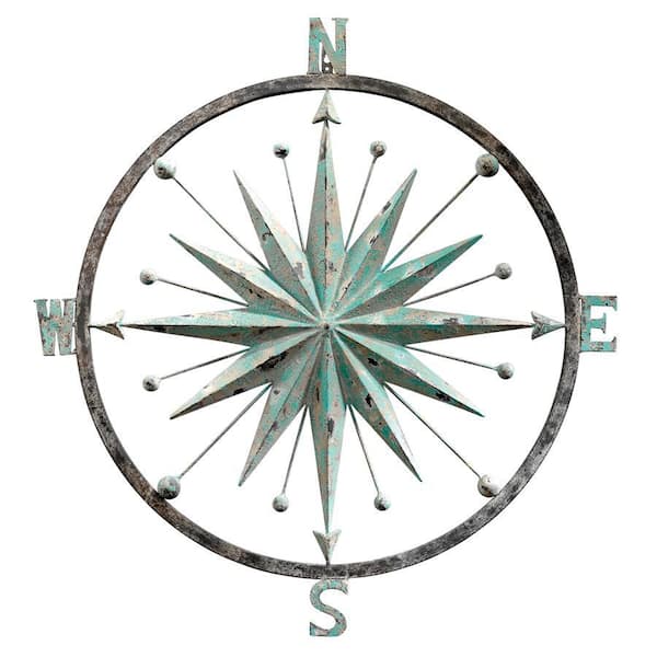 Top Brass Large 24 Indoor / Outdoor Metal Compass Rose - Nautical