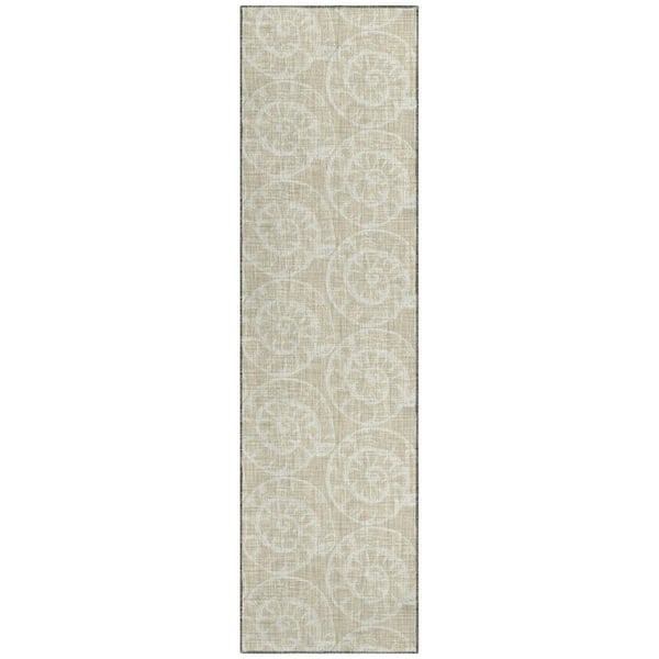 Addison Rugs Surfside Beige 2 ft. 3 in. x 7 ft. 6 in. Geometric Indoor/Outdoor Area Rug